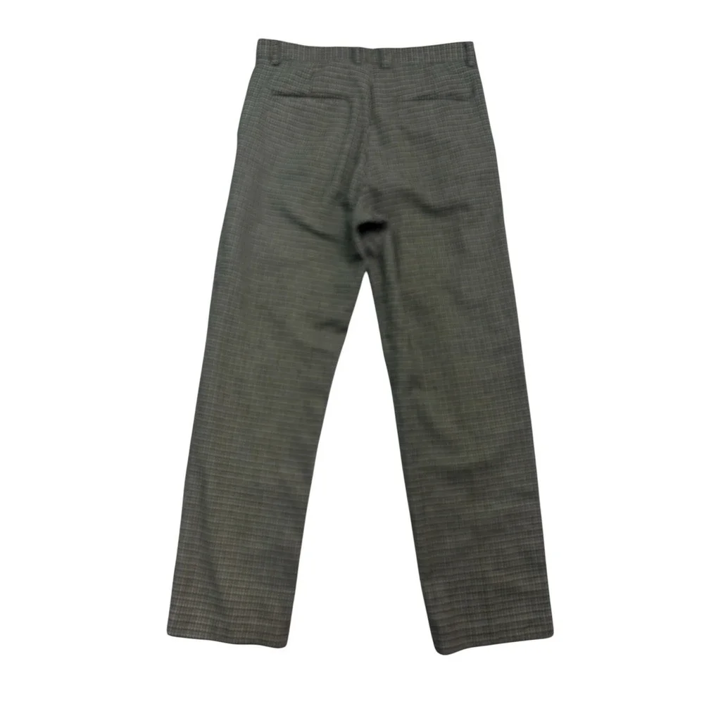 H&M 32x30 Green Brown‎ White Houndstooth Tweed Dress Pants Trouser Wool Pleated